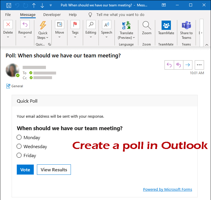 Microsoft Outlook gets a pre-installed polling tool